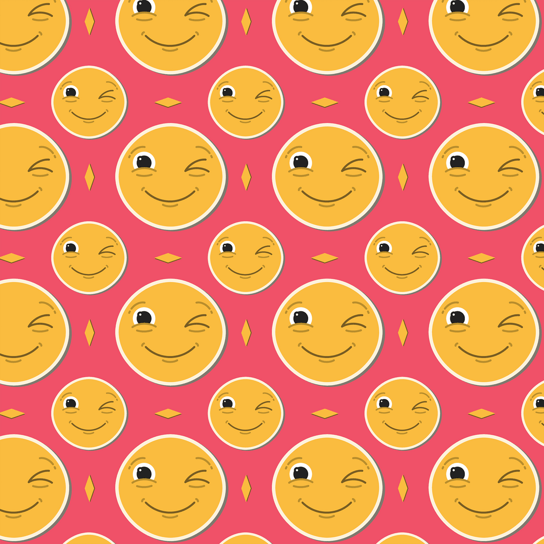 Happy emoji pattern on transparent background for social media concepts