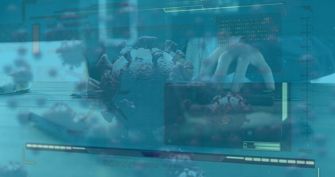 Futuristic Interface with Floating Coronavirus Visualization