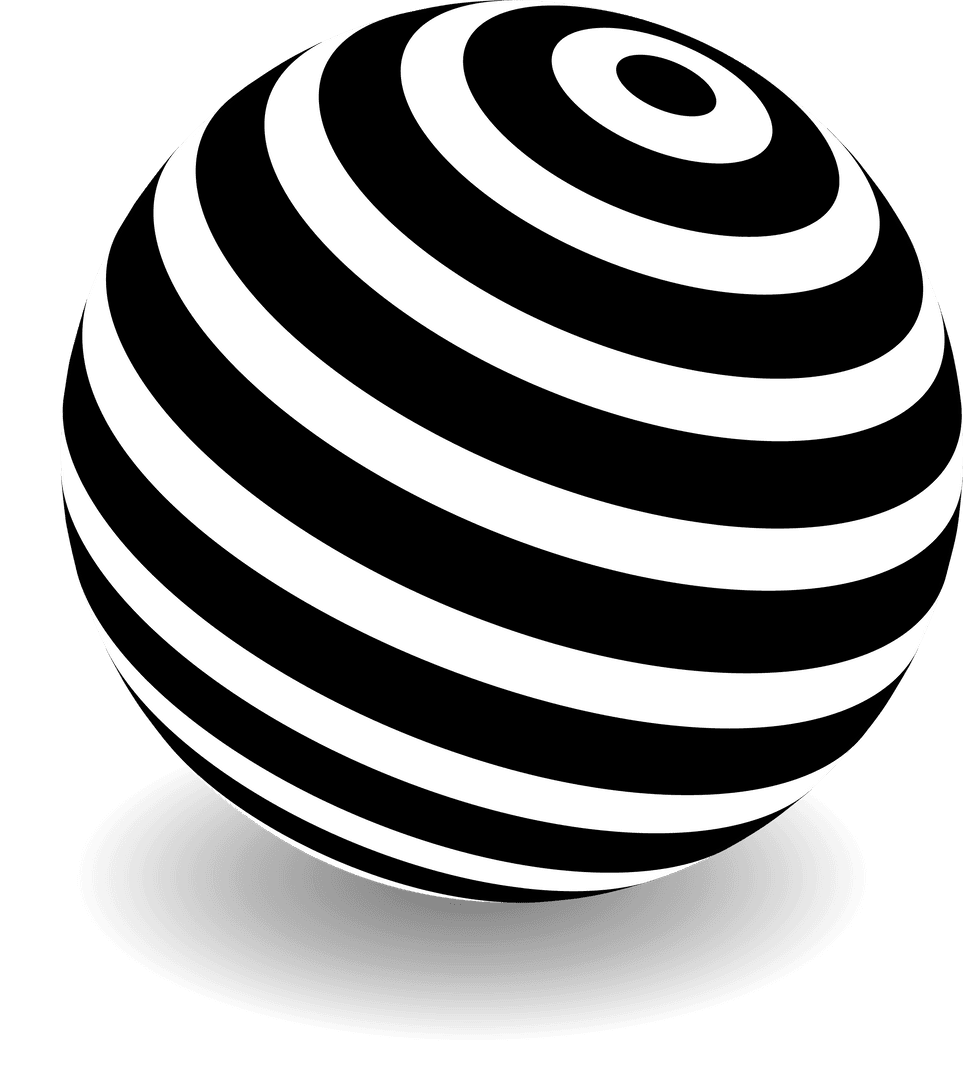 Floating Black and White Sphere on Transparent Background