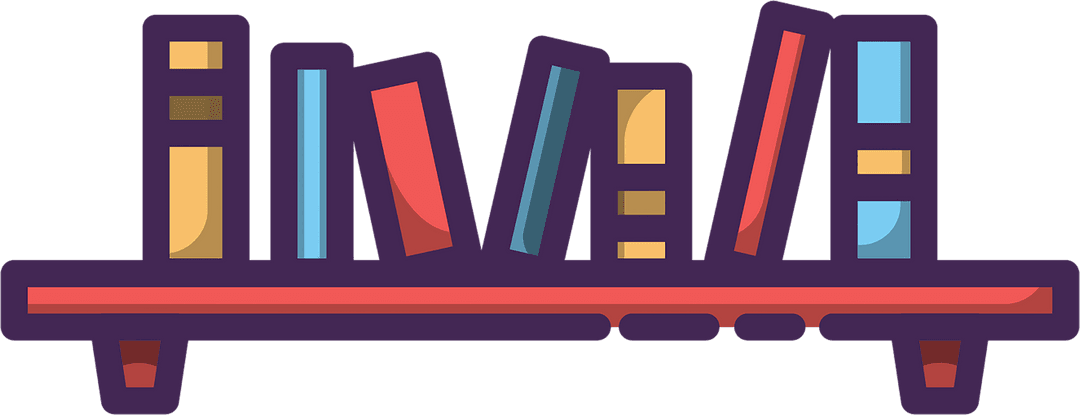 Colorful Bookshelf Illustration on Transparent Background