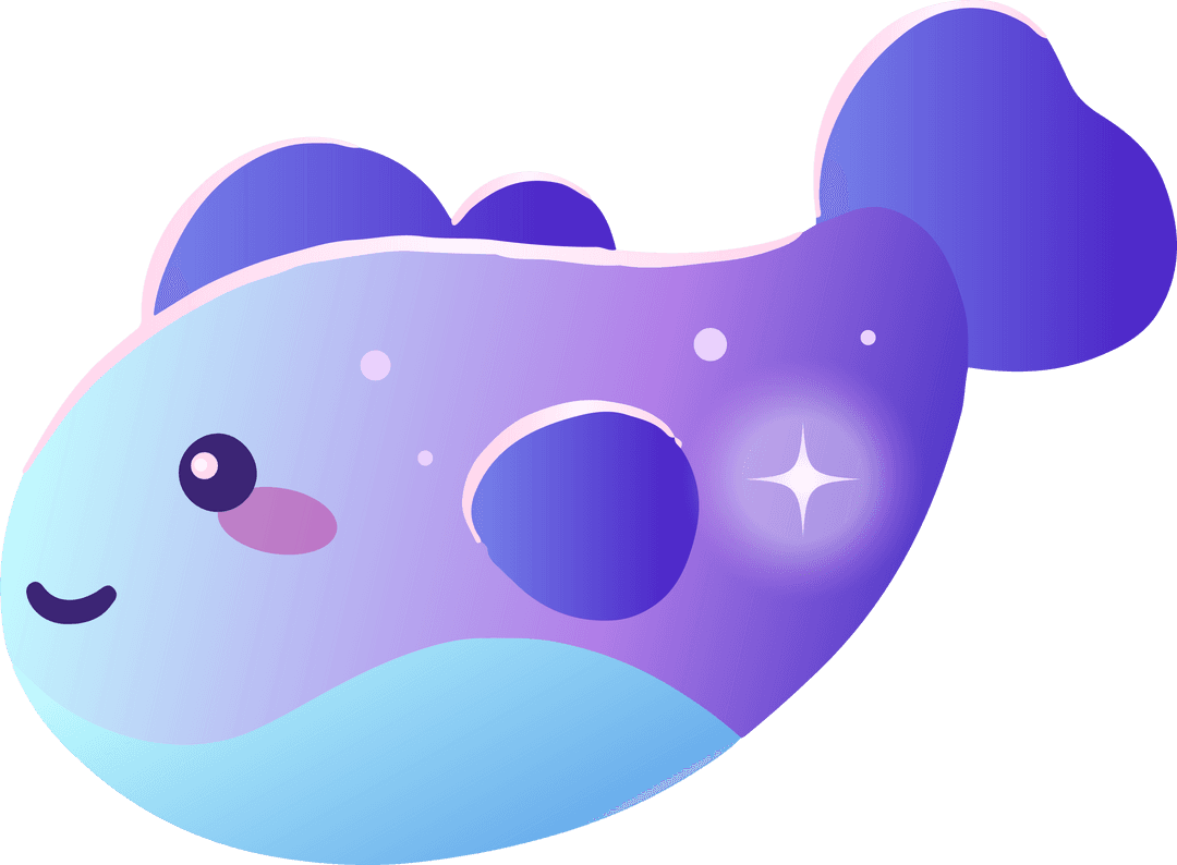 Transparent Whimsical Fantasy Fish with Gradient Fins