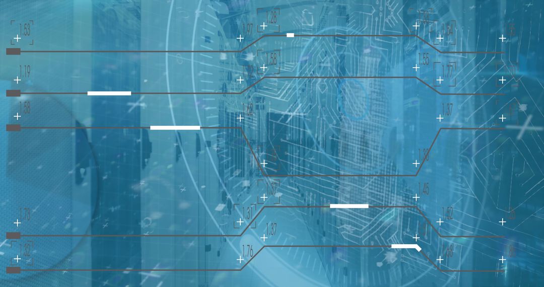 Futuristic Digital Interface with Circuit Traces and Data Blocks