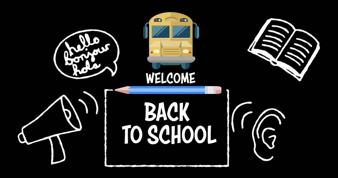 Back to School Design with Educational Symbols and Text