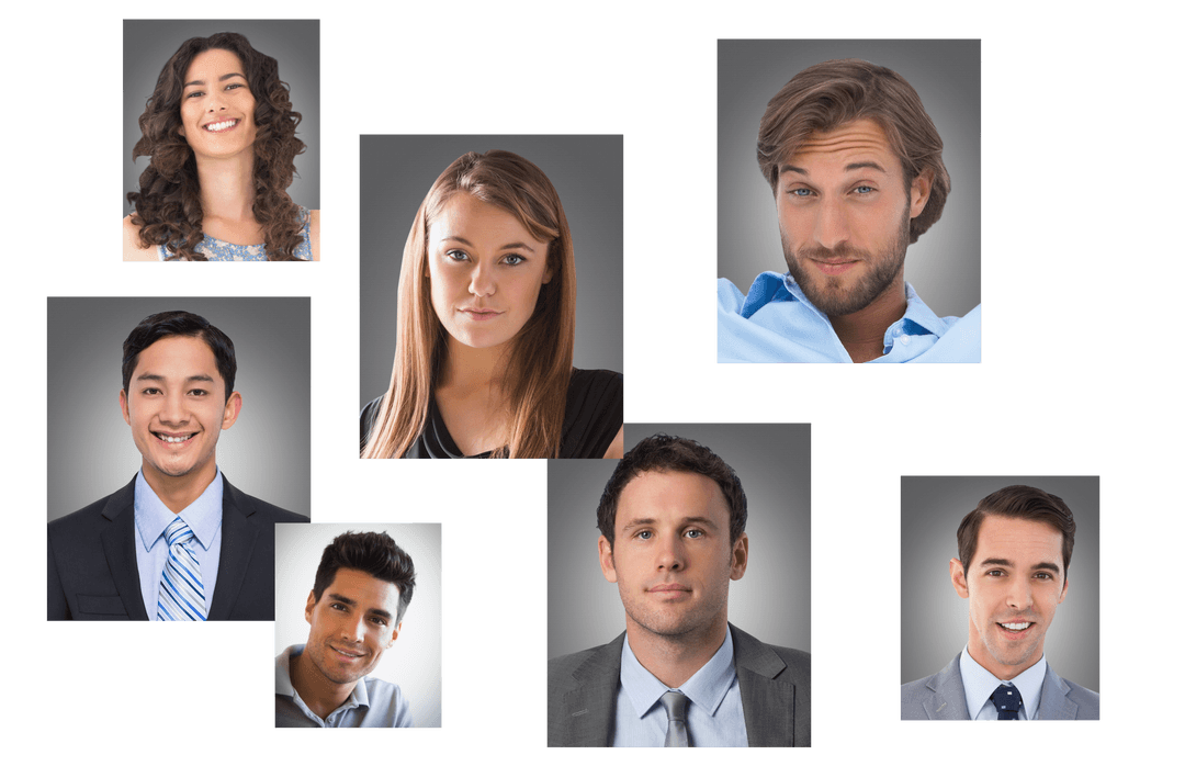 Business Professionals Collage on Transparent Background