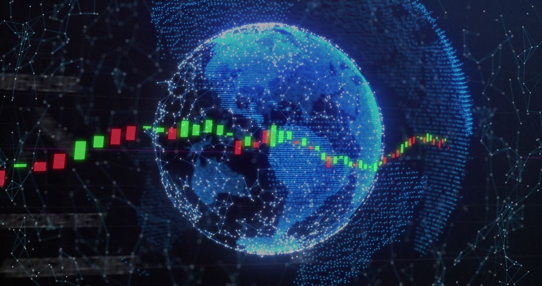 Global Finance Concept with Digital Globe and Candlestick Chart