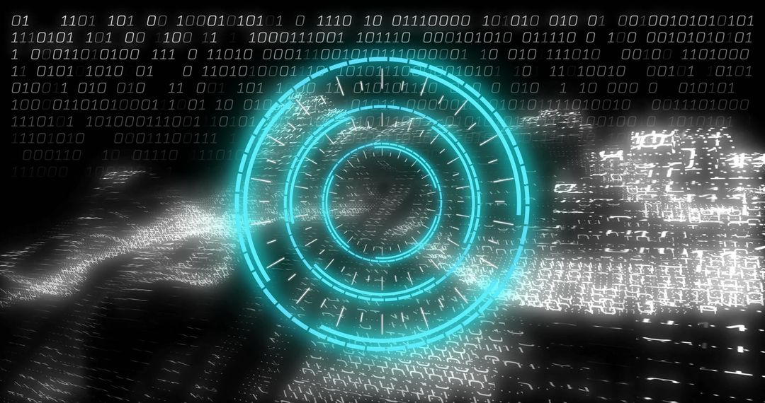 Glowing Cyan HUD Interface in Futuristic Digital Space