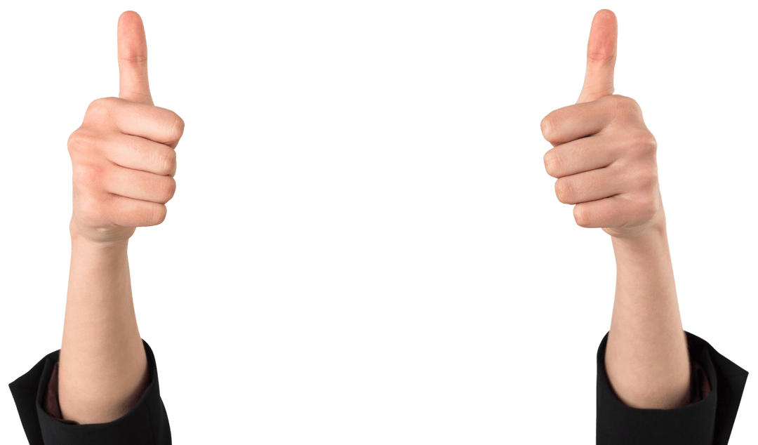 Transparent Double Thumbs Up Displayed by Businesswoman