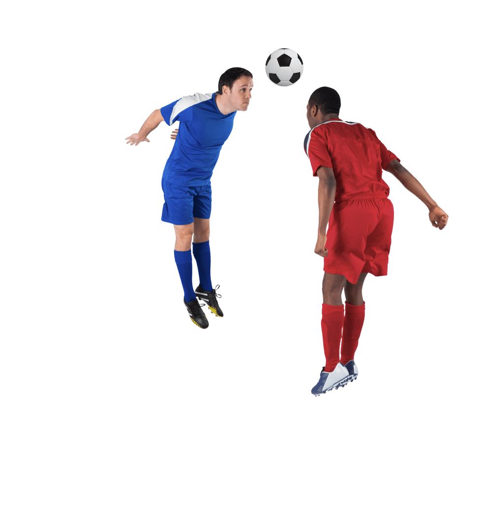 Intense Soccer Players Competing for Ball Isolated on Transparent Background