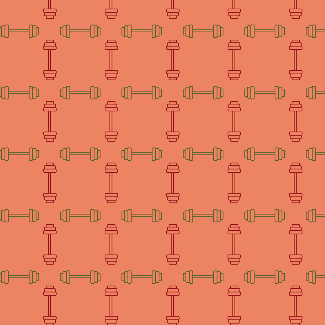 Seamless Dumbbells Pattern on Transparent Background with Red Hue