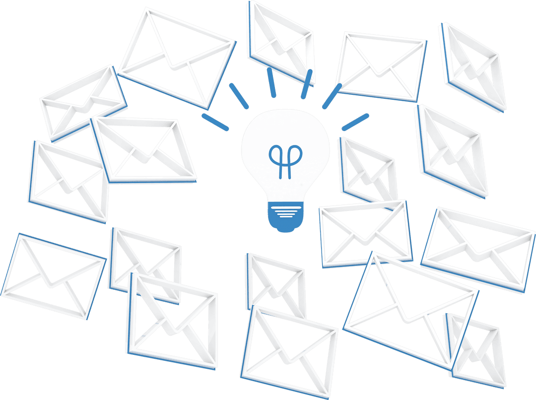 Transparent Envelopes with Light Bulb Signifying Email Innovation