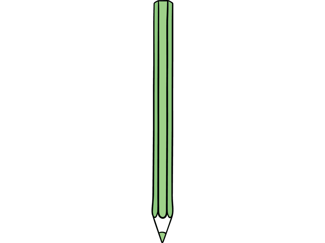 Green Pencil Illustration on Transparent Background for Creativity Art Design