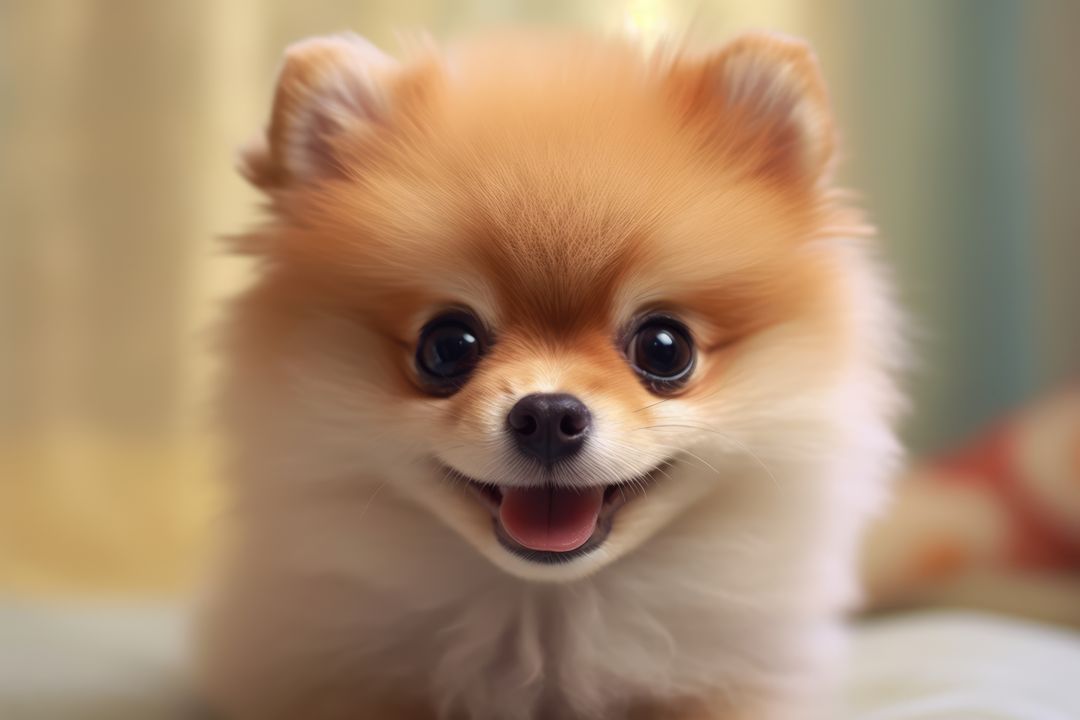 Cute Fluffy Pomeranian Puppy Smiling Cheerfully - Free Images, Stock Photos and Pictures on Pikwizard.com