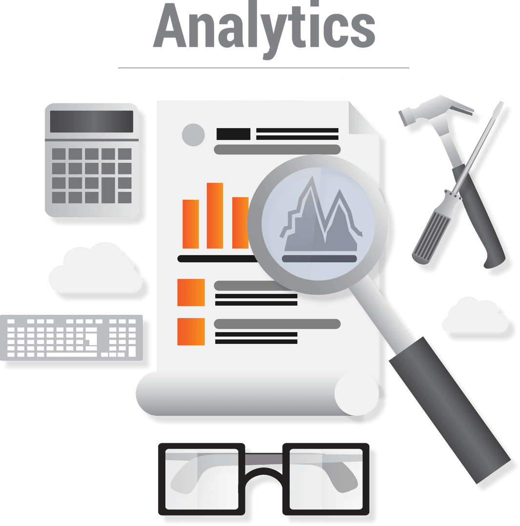 Transparent Analytics and Business Symbols Illustration