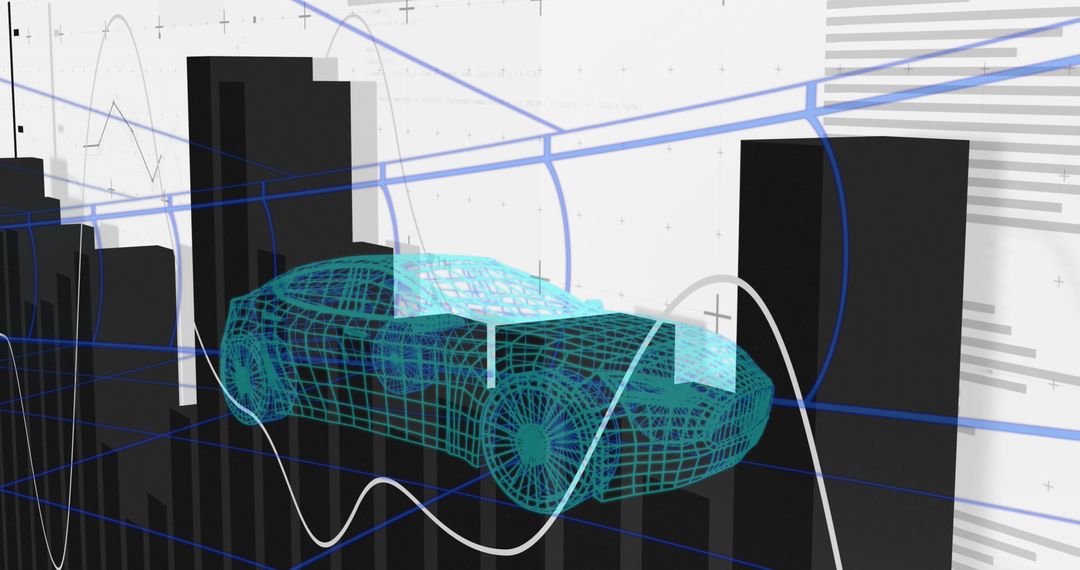 Digital Car with Financial Data Elements Concept
