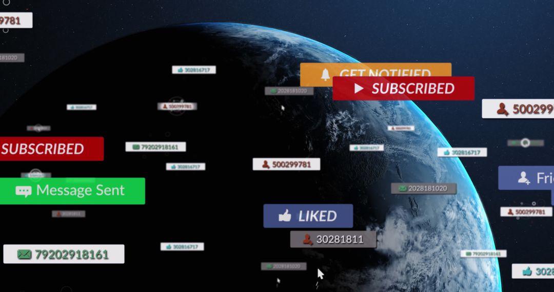 Floating Social Media Icons Over Earth Illustrating Global Connectivity
