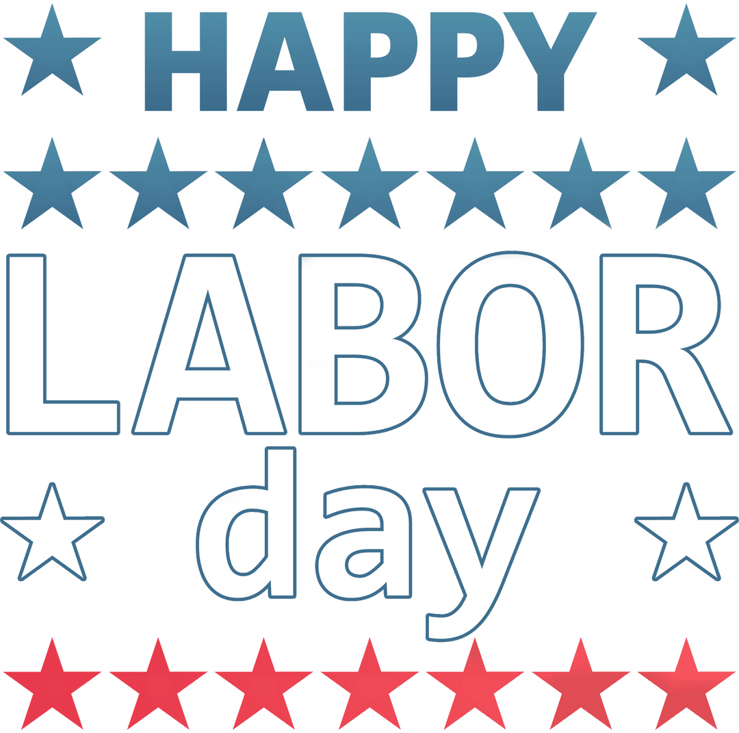 Happy Labor Day Greeting Lettering with Stars Background Transparent