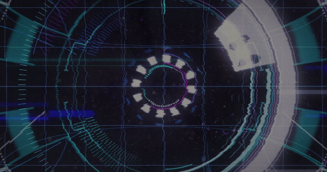 Abstract Neon Data Scanner with Glitch Effects