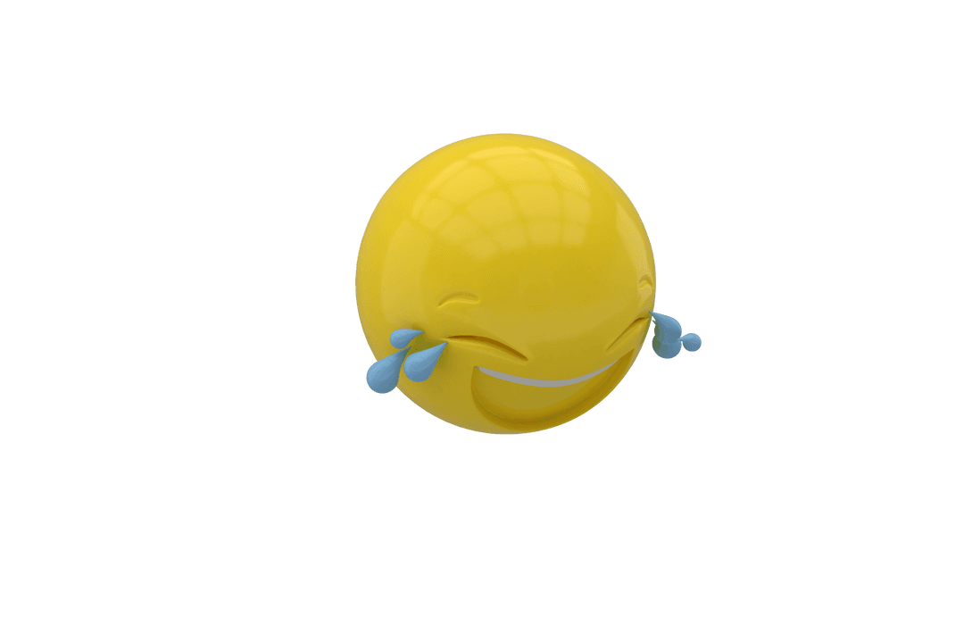 3D Transparent Laughing Emoji with Tears Illustration