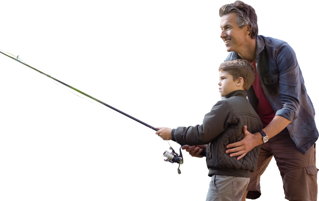 Transparent Image of Father Teaching Son Fishing Outdoors - Download Free Stock Images Pikwizard.com