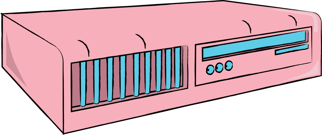 Flat Pink Server Unit on Transparent Background Showing Grille and Display
