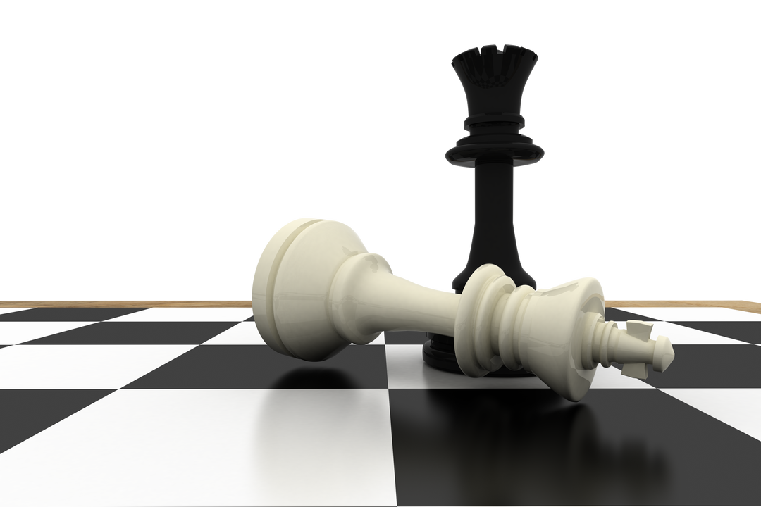 Black King Towering Over Fallen White Queen on Transparent Chessboard - Download Free Stock Images Pikwizard.com