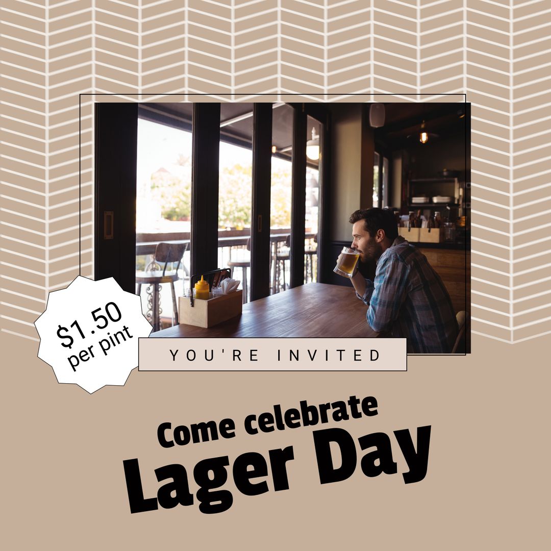 Invitation to Celebrate Lager Day with Special Pint Offer - Download Free Stock Templates Pikwizard.com