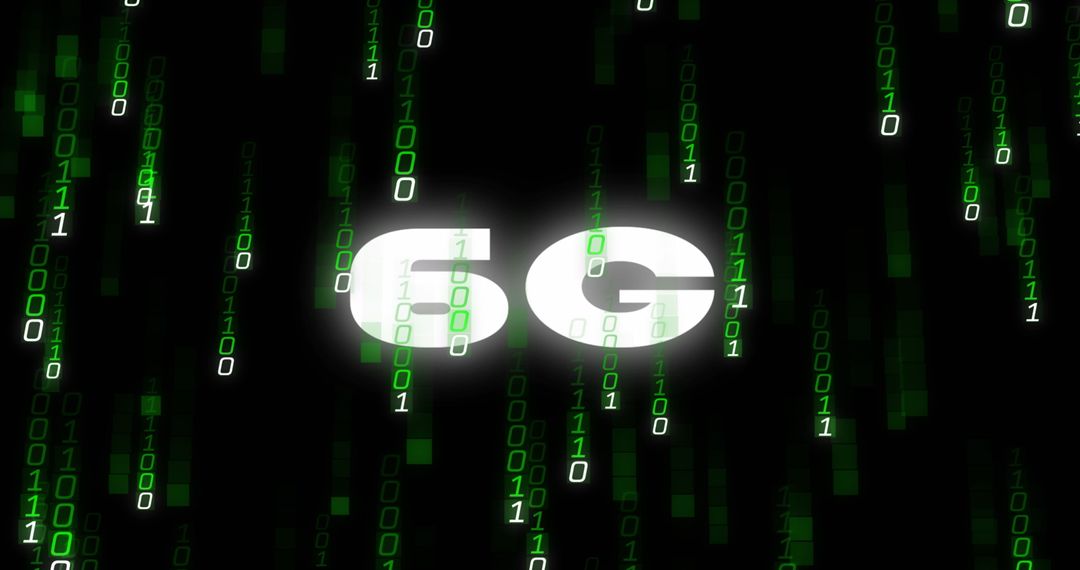 Glowing 6G in Futuristic Digital Binary Design