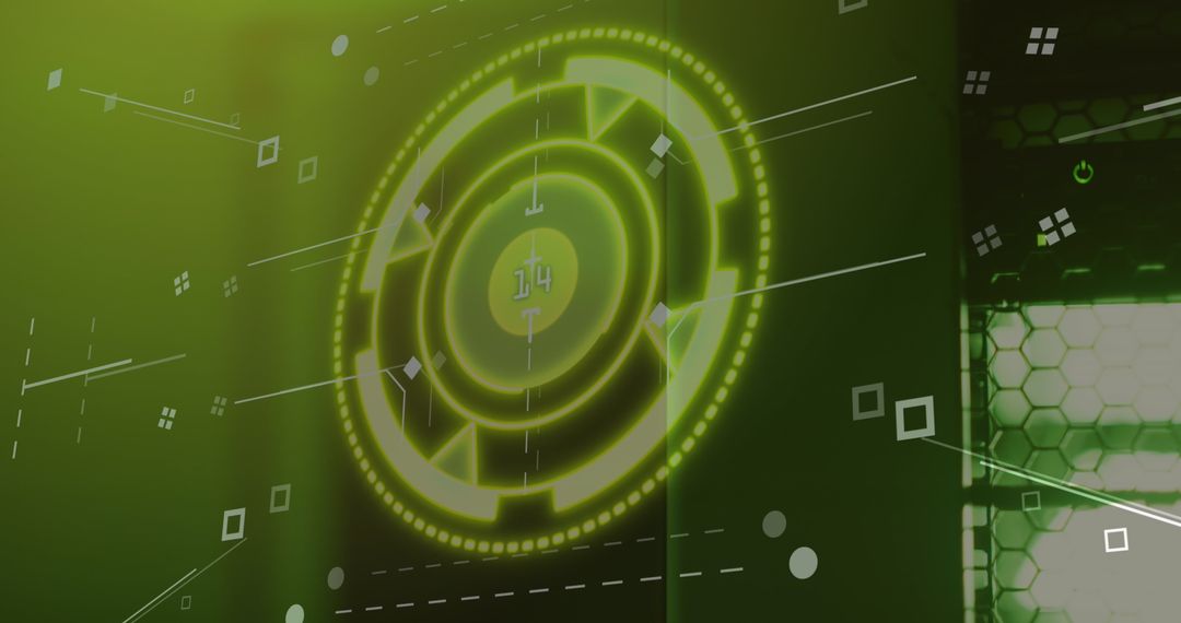 Digital Scan Interface Over Modern Server Room Concept