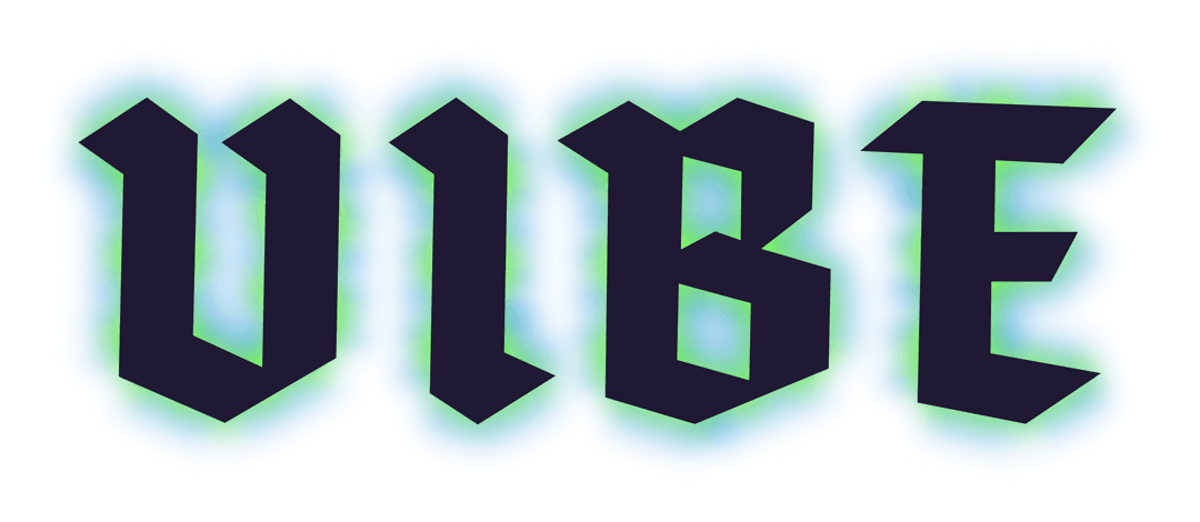 Transparent Vibe Text with Neon Green Glow