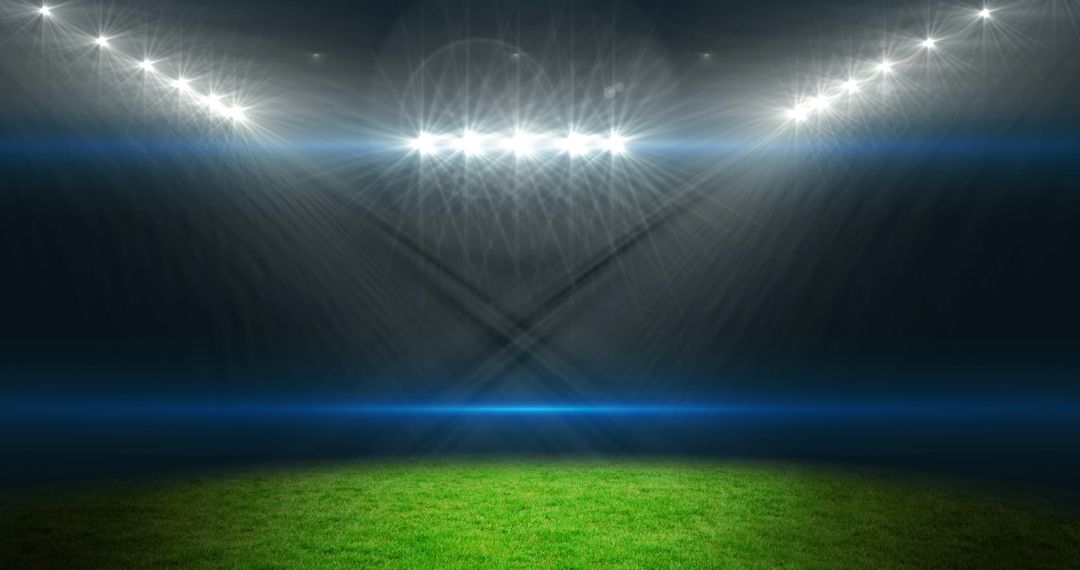 Empty Sports Stadium with Glowing Spotlights