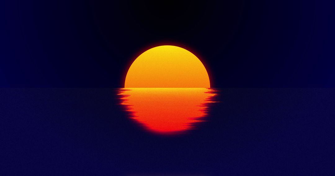 Abstract Glowing Sun Setting Over Ocean