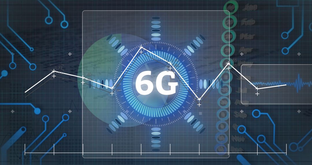 Futuristic 6G Network Concept with Data Analytics Graphics