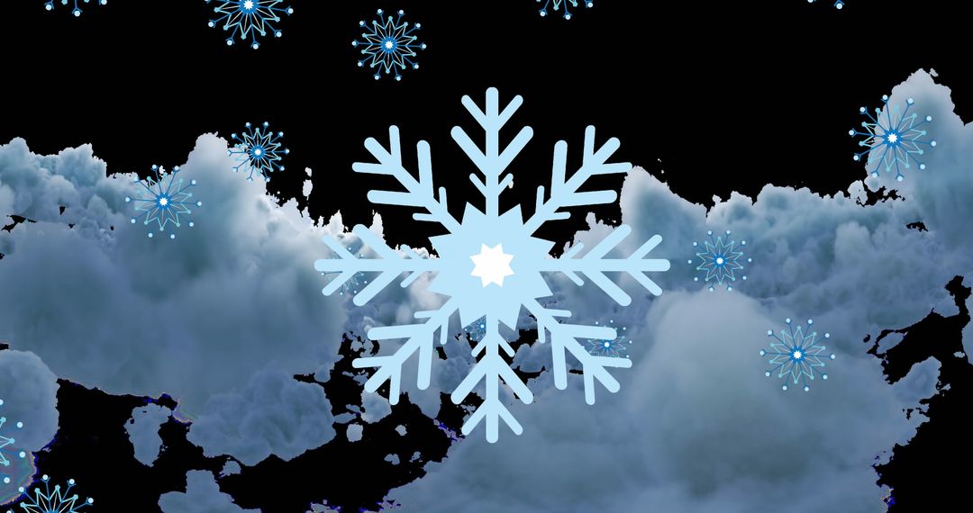 Digital Snowflakes Over Cloudy Sky Fantasy Art