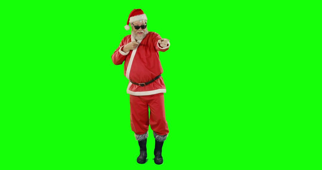 Cool Santa Claus Wearing Sunglasses Dancing on Green Background - Free Images, Stock Photos and Pictures on Pikwizard.com