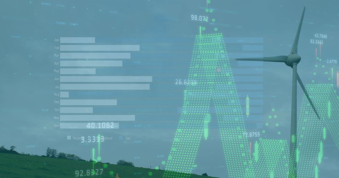Digital Data Overlay on Wind Turbine Landscape for Eco Technology Concepts