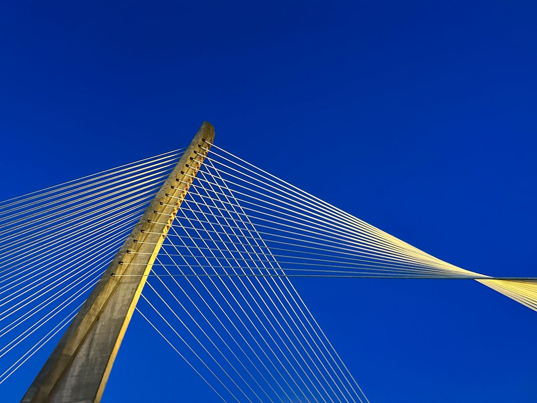 Modern Cable-Stayed Bridge Against Clear Blue Sky