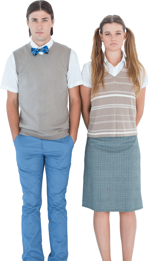 Transparent Image of Unsocial Hipsters Standing Upright Facing Camera