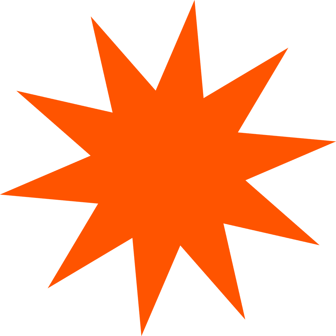 Dynamic Orange Starburst Element on Transparent Background