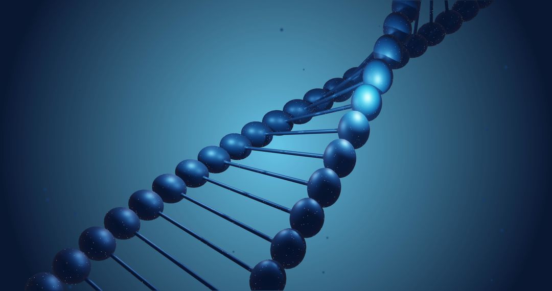 Spinning Blue DNA Strand in 3D Illustration Art Concept
