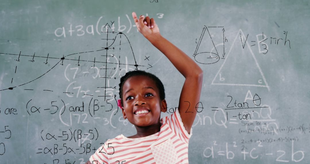 Image of math formulas over happy african american boy reporting to reply - Free Images, Stock Photos and Pictures on Pikwizard.com