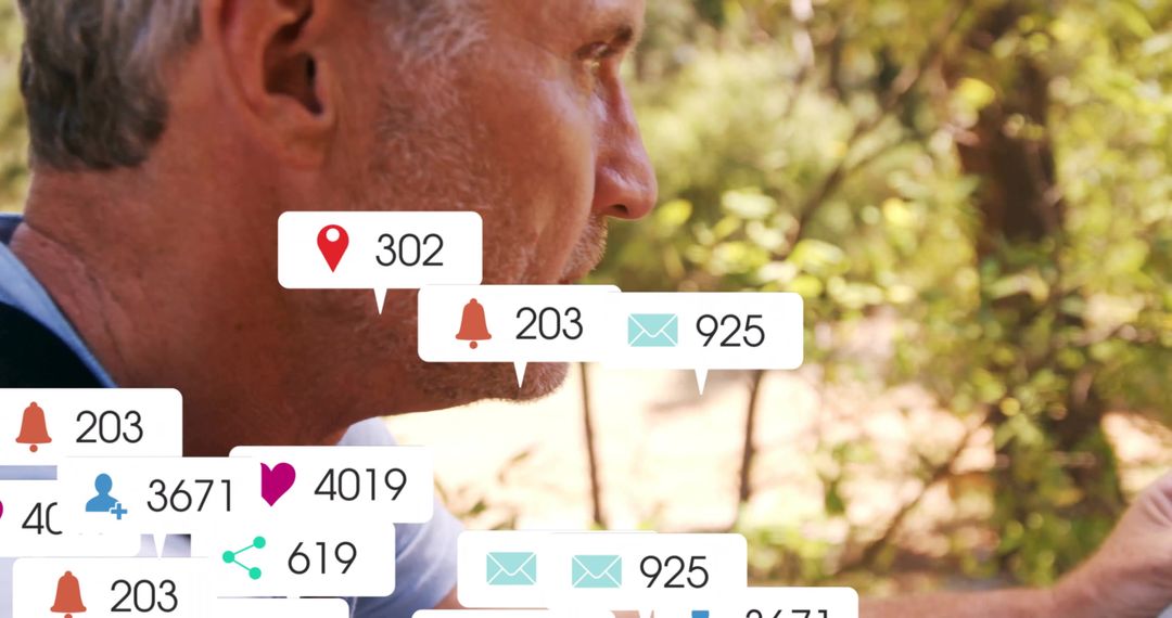 Man Receiving Notifications on Smartphone Outdoors