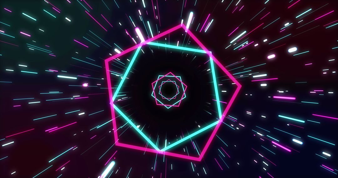 Dynamic Futuristic Tunnel with Neon Geometric Shapes