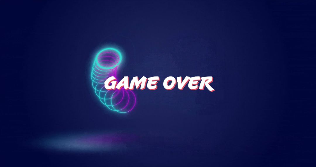 Futuristic Neon Spinning Rings with Game Over Text