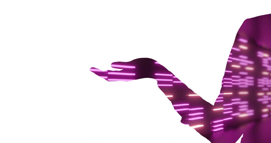 Silhouette with Holographic Lines in Open Hand Gesture