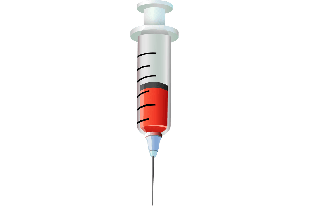 Transparent Vector Syringe with Red Liquid Illustration