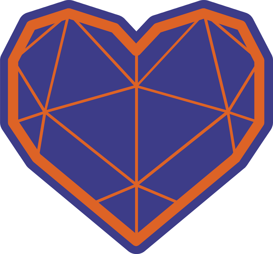 Geometric Heart Shape Modern Low-Poly Blue and Orange Design