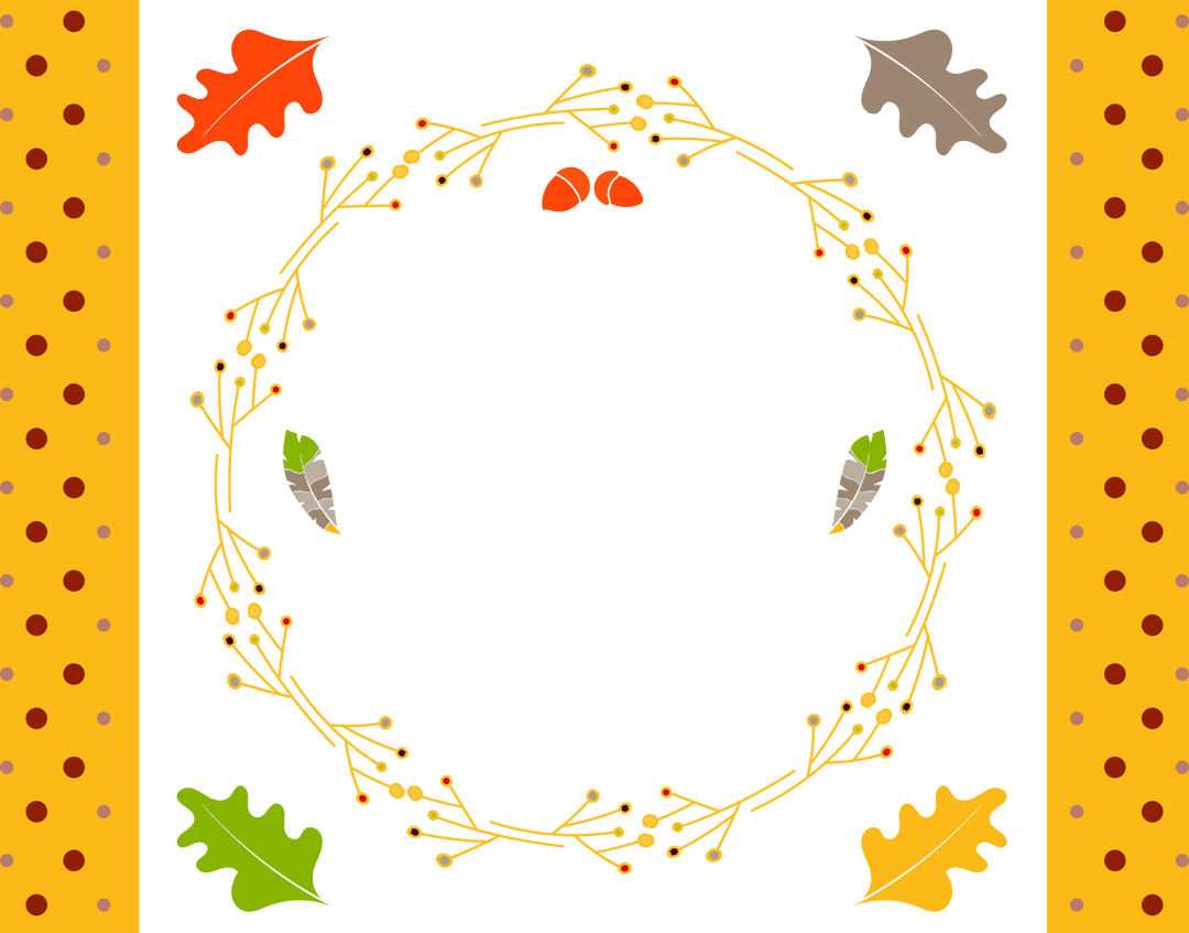 Autumn Wreath and Leaves Frame Transparent Background