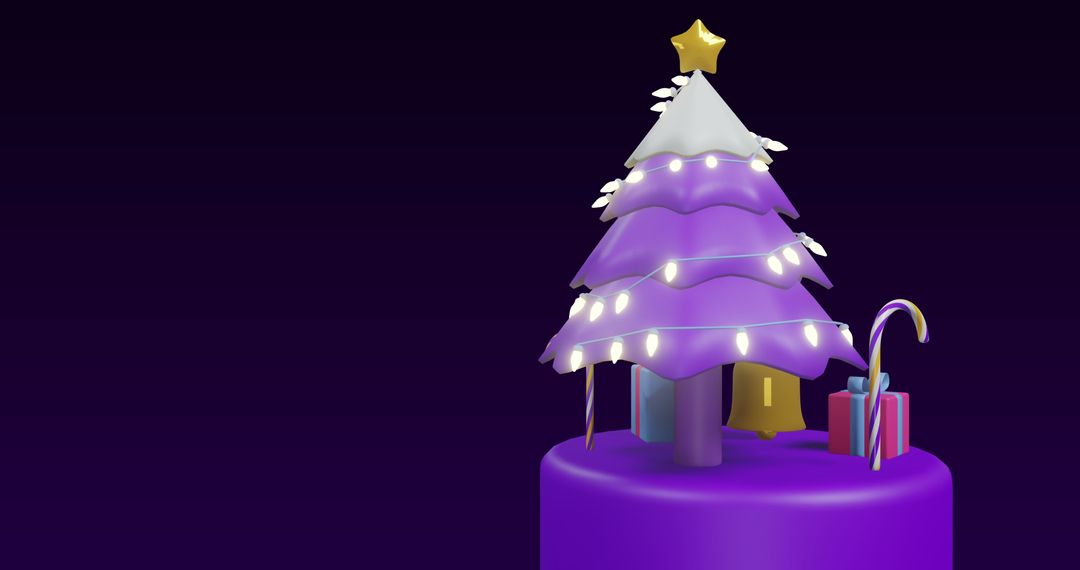 Modern Christmas Tree with Vibrant Lights and Decorations