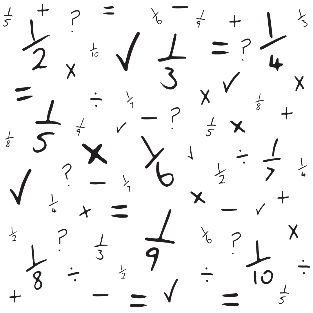 Math Symbols Pattern Digitally Illustrated on Transparent Background