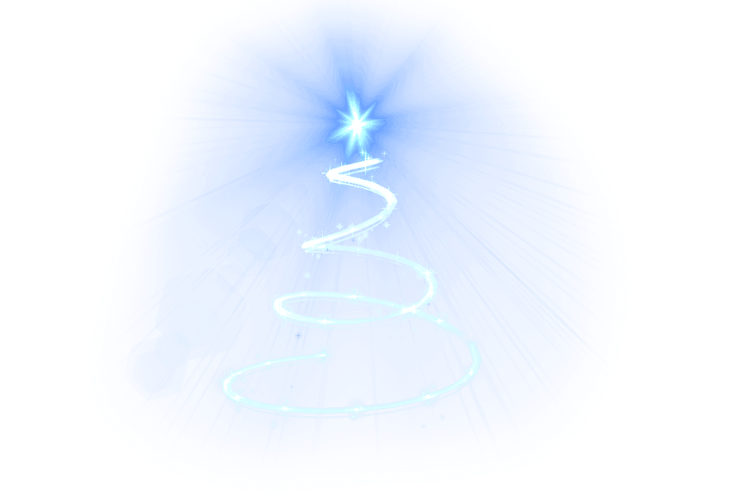 Digital Blue Light Christmas Tree on Transparent Background